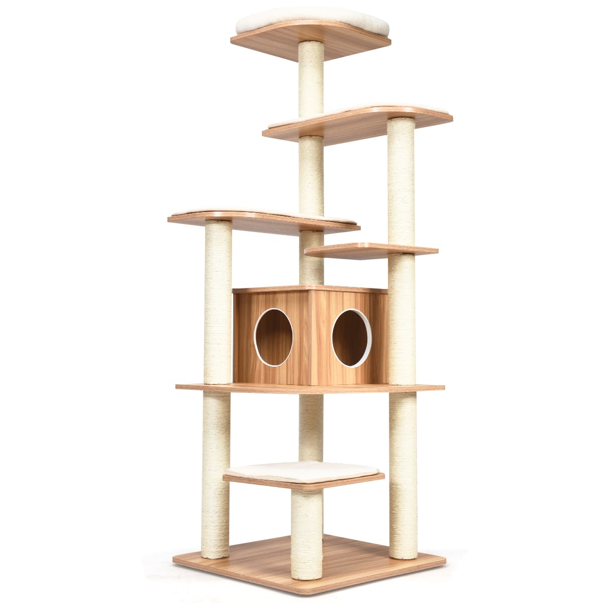 CostwayArbre à Chat avec Plateformes et Colonnes en Sisal Griffoir Pour Chat Géant de Hauteur 175 cm
