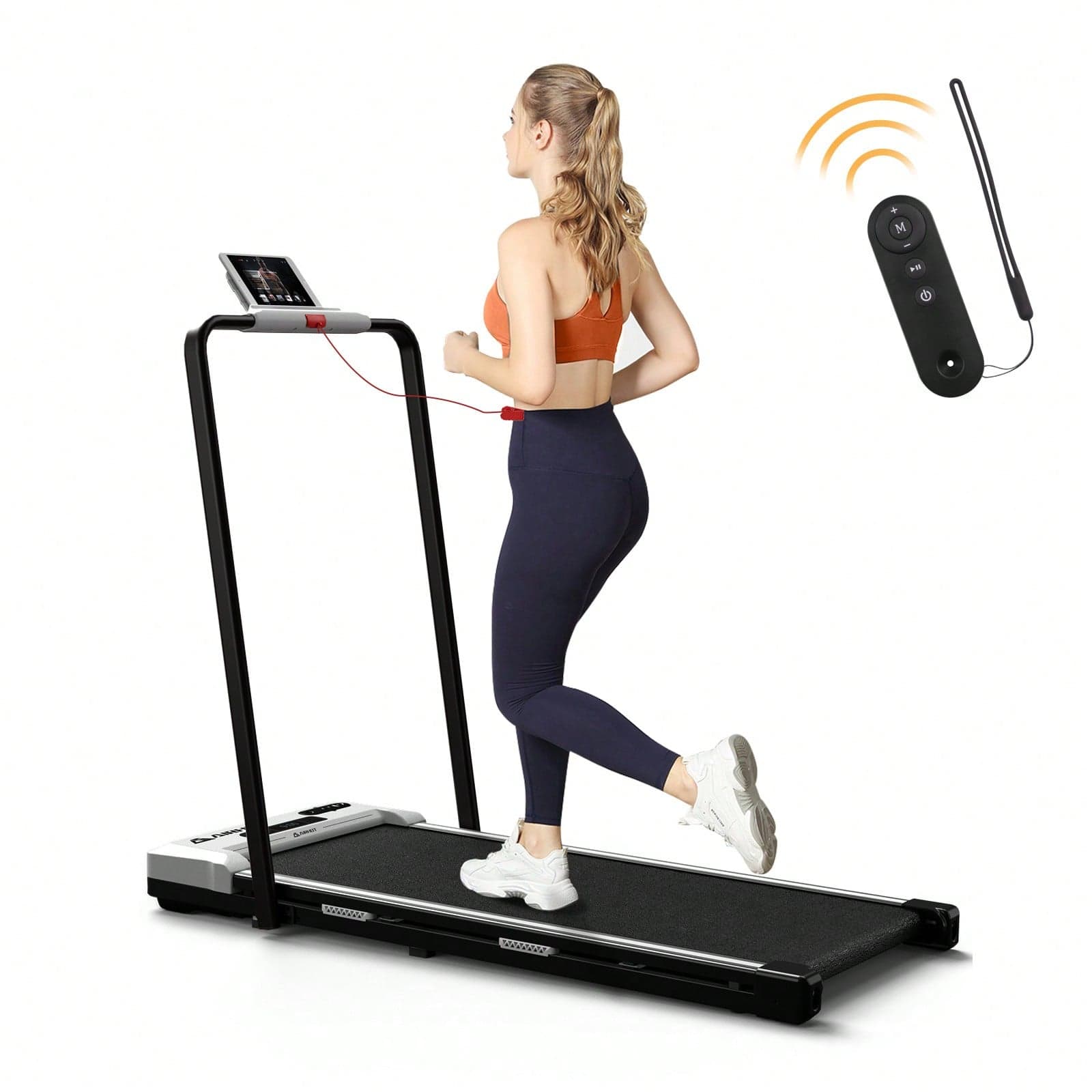 Tapis de course sous le bureau avec mains courantes, tapis de course pliable avec tapis de marche, tapis de course portable avec télécommande et